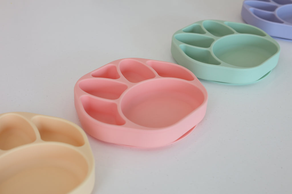 ひっくり返らないベビープレート - まのあし（パープル）