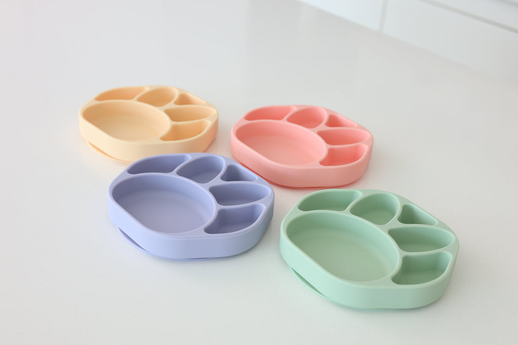 ひっくり返らないベビープレート - まのあし（パープル）