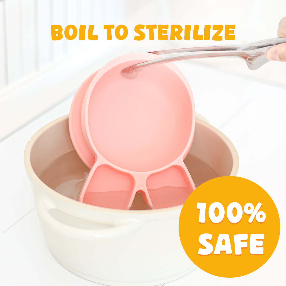 ひっくり返らないベビープレート - うさぎ（グリーン）