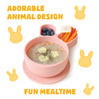 ひっくり返らないベビープレート - うさぎ（グリーン）