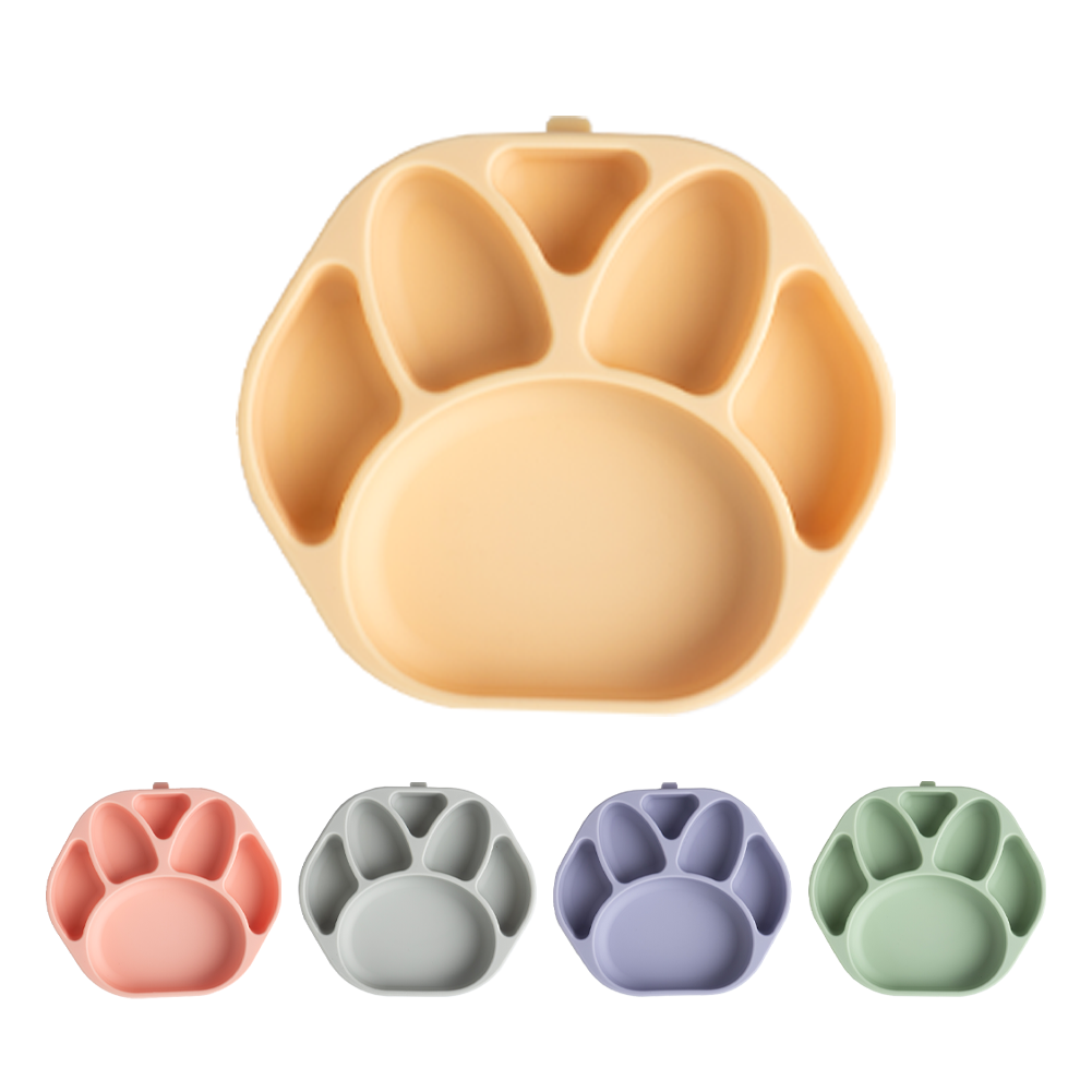 ひっくり返らないベビープレート - まのあし（イエロー）